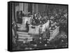 English Prime Minister Winston Churchill Adressesing the Us Congress-Myron Davis-Framed Stretched Canvas