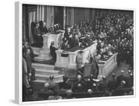 English Prime Minister Winston Churchill Adressesing the Us Congress-Myron Davis-Framed Photographic Print