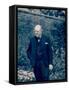 English Prime Minister Winston Churchill Standing Alone in a Garden During WWII-null-Framed Stretched Canvas