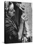 English Sculptor, Barbara Hepworth, at Work in Her Studio-Paul Schutzer-Stretched Canvas