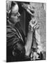 English Sculptor, Barbara Hepworth, at Work in Her Studio-Paul Schutzer-Mounted Premium Photographic Print