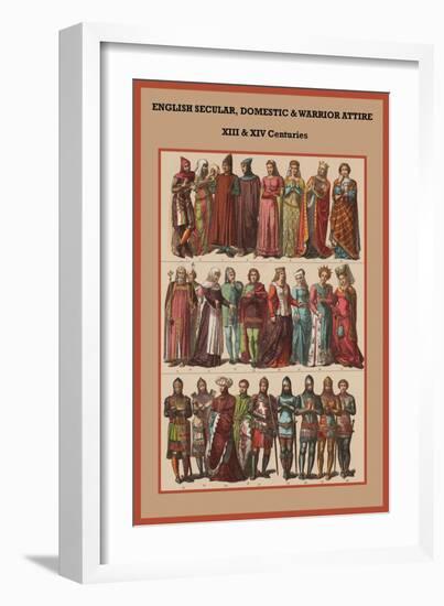 English Secular, Domestic and Warrior Attire XIII and XIV-Friedrich Hottenroth-Framed Art Print