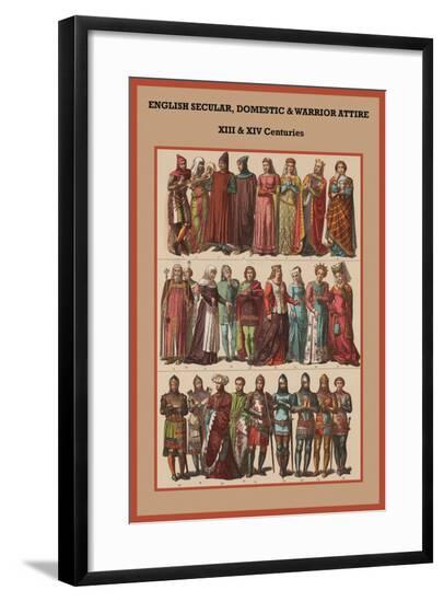 English Secular, Domestic and Warrior Attire XIII and XIV-Friedrich Hottenroth-Framed Art Print