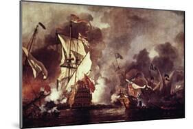 English Ship and Barbary Pirates-William Vandevelde-Mounted Giclee Print