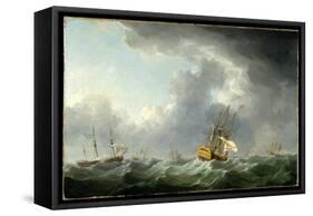 English Ships Running before a Gale-Charles Brooking-Framed Stretched Canvas