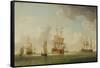 English Ships under Sail in a Very Light Breeze-Charles Brooking-Framed Stretched Canvas