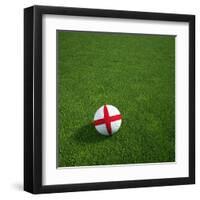 English Soccerball Lying on Grass-zentilia-Framed Art Print