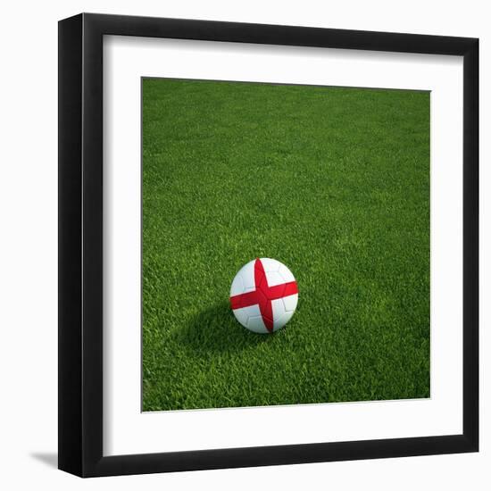 English Soccerball Lying on Grass-zentilia-Framed Art Print