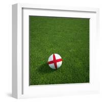 English Soccerball Lying on Grass-zentilia-Framed Art Print