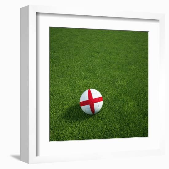 English Soccerball Lying on Grass-zentilia-Framed Art Print