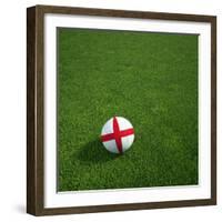 English Soccerball Lying on Grass-zentilia-Framed Art Print