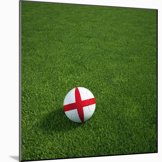 English Soccerball Lying on Grass-zentilia-Mounted Art Print