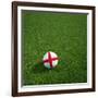 English Soccerball Lying on Grass-zentilia-Framed Art Print