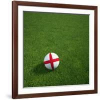 English Soccerball Lying on Grass-zentilia-Framed Art Print