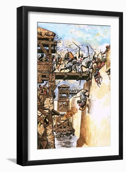 English Soldiers Attacking a City During the Crusades-English School-Framed Giclee Print