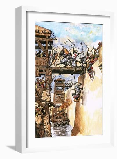 English Soldiers Attacking a City During the Crusades-English School-Framed Giclee Print