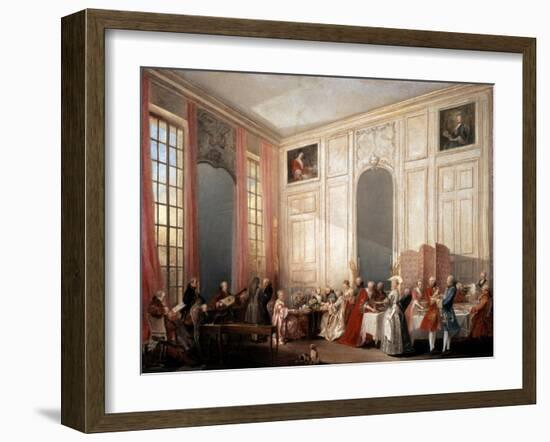 English Tea Party with the Prince of Conti at the Temple, 1766-Michel Barthelemy Ollivier-Framed Giclee Print