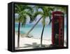 English Telephone Box on the Beach, Dickenson's Bay, North-East Coast, Antigua, West Indies-J P De Manne-Framed Stretched Canvas