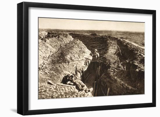 English Trench Between Bapaume and Arras (B/W Photo)-German photographer-Framed Giclee Print