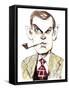 English writer Evelyn Waugh; caricature-Neale Osborne-Framed Stretched Canvas