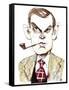 English writer Evelyn Waugh; caricature-Neale Osborne-Framed Stretched Canvas