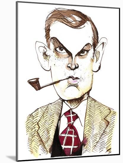 English writer Evelyn Waugh; caricature-Neale Osborne-Mounted Giclee Print