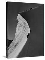 Englishmen Climbing Along Edge of Precipice on 13,000 Ft. Piz Bernina, in the Alps Switzerland-null-Stretched Canvas