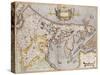 Engraved, Hand Colored Map of Holland, 1595-Gerardus Mercator-Stretched Canvas