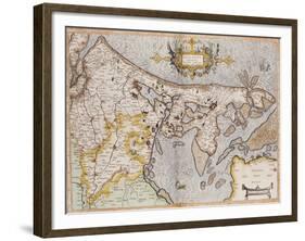 Engraved, Hand Colored Map of Holland, 1595-Gerardus Mercator-Framed Giclee Print