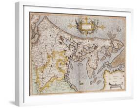 Engraved, Hand Colored Map of Holland, 1595-Gerardus Mercator-Framed Giclee Print