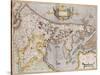 Engraved, Hand Colored Map of Holland, 1595-Gerardus Mercator-Stretched Canvas