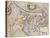 Engraved, Hand Colored Map of Holland, 1595-Gerardus Mercator-Stretched Canvas