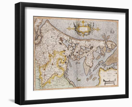 Engraved, Hand Colored Map of Holland, 1595-Gerardus Mercator-Framed Giclee Print