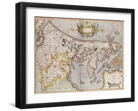 Engraved, Hand Colored Map of Holland, 1595-Gerardus Mercator-Framed Giclee Print