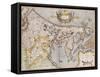 Engraved, Hand Colored Map of Holland, 1595-Gerardus Mercator-Framed Stretched Canvas
