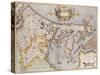 Engraved, Hand Colored Map of Holland, 1595-Gerardus Mercator-Stretched Canvas