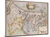 Engraved, Hand Colored Map of Holland, 1595-Gerardus Mercator-Mounted Giclee Print