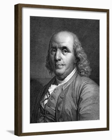 Engraved Portrait of Benjamin Franklin-null-Framed Giclee Print