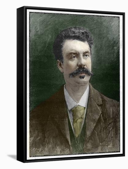 Engraved Portrait of Guy De Maupassant-Stefano Bianchetti-Framed Stretched Canvas