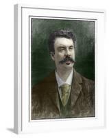 Engraved Portrait of Guy De Maupassant-Stefano Bianchetti-Framed Giclee Print