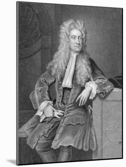 Engraved Portrait of Sir Isaac Newton-null-Mounted Giclee Print