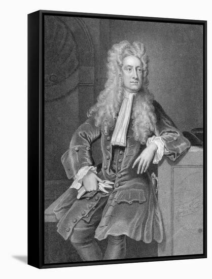 Engraved Portrait of Sir Isaac Newton-null-Framed Stretched Canvas