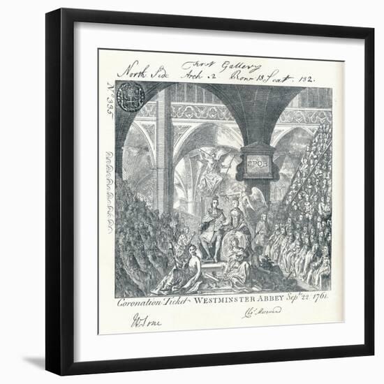 Engraved Ticket for the Coronation Ceremony of George III in Westminster Abbey' 1761-George Bickham-Framed Giclee Print
