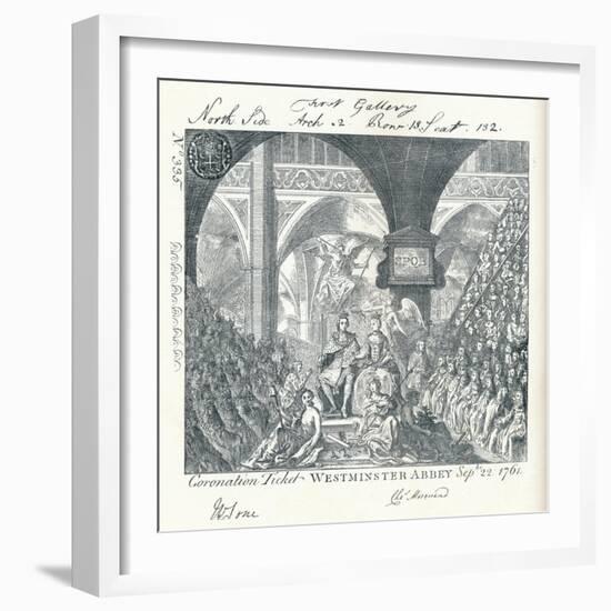 Engraved Ticket for the Coronation Ceremony of George III in Westminster Abbey' 1761-George Bickham-Framed Giclee Print