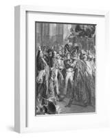 Engraving after General Bonaparte in the Counsel of 500 in Saint Cloud by Francois Bouchot-null-Framed Giclee Print