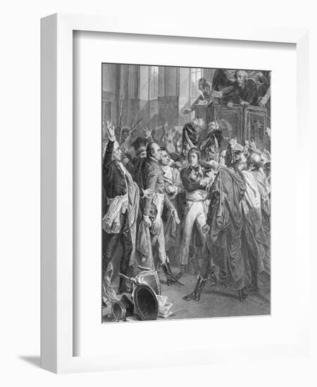 Engraving after General Bonaparte in the Counsel of 500 in Saint Cloud by Francois Bouchot-null-Framed Giclee Print