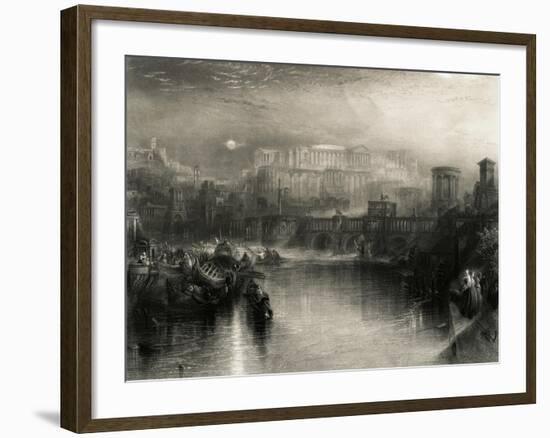 Engraving Depicting Life in Ancient Rome by Joseph Mallord William Turner-null-Framed Giclee Print