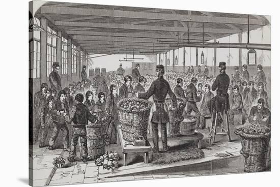 Engraving Depicting Serving of Dinner in the Oakum-Room of the Boys' Prison at Tothill Fields-null-Stretched Canvas