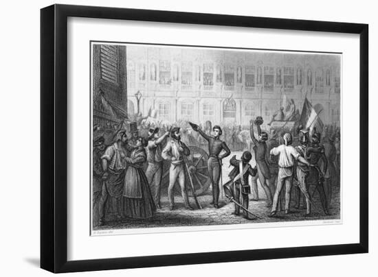 Engraving Depicting the Adoption of the Tricolor Flag from Splendors of the French National Guard-Stefano Bianchetti-Framed Giclee Print