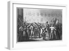 Engraving Depicting the Adoption of the Tricolor Flag from Splendors of the French National Guard-Stefano Bianchetti-Framed Giclee Print